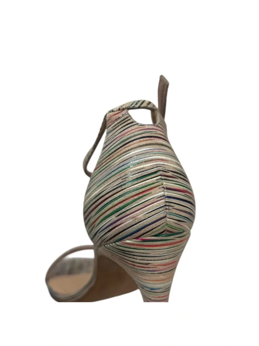Stuart Weitzman Nudistsong Bisque Prism Sexy Stiletto striped high heels  7 1/2 - Picture 11 of 16